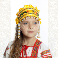 Девичья повязка Ладушка (очелье), желтый в золоте