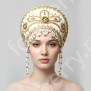 Кокошник Отрада, белый с золотом- фото 1