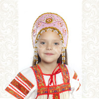 Кокошник Котёна, розовый с золотом