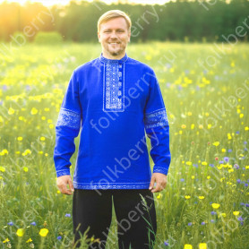 Косоворотка Егорий, габардин, синий