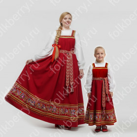 Сарафан с блузой Россея, габардин и хлопок, красный